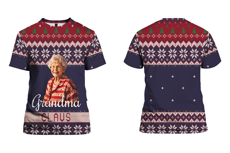 Personalized Photo Grandma Claus Ugly Sweater Pattern Christmas Gift Sweater