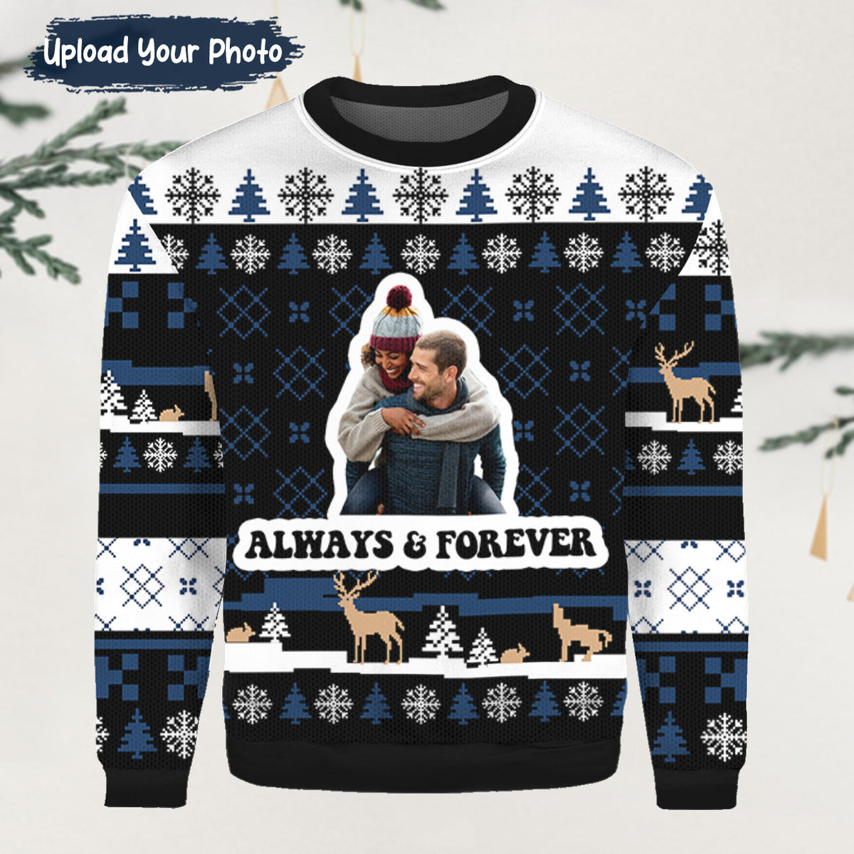 Always and Forver Photo Upload Couple Sweater