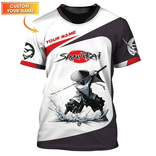 Samurai Full Of Power On The Water Personalized Name 3D Shirt Custom Gif For Samurai Lovers