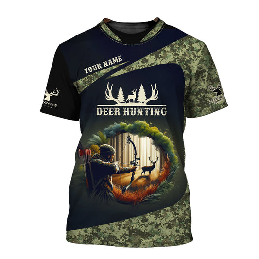Unisex Shirt, Custom Name Deer Hunter Shirt, Deer Hunting Polo Long Sleeve, Animal Hunter T-Shirt