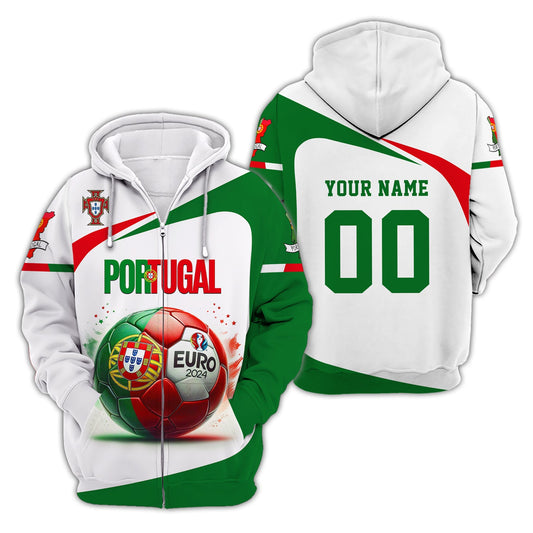 Unisex Shirt, Custom Name and Number Portugal Football Shirt, Euro 2024 Portugal Football Polo Long Sleeve Shirt