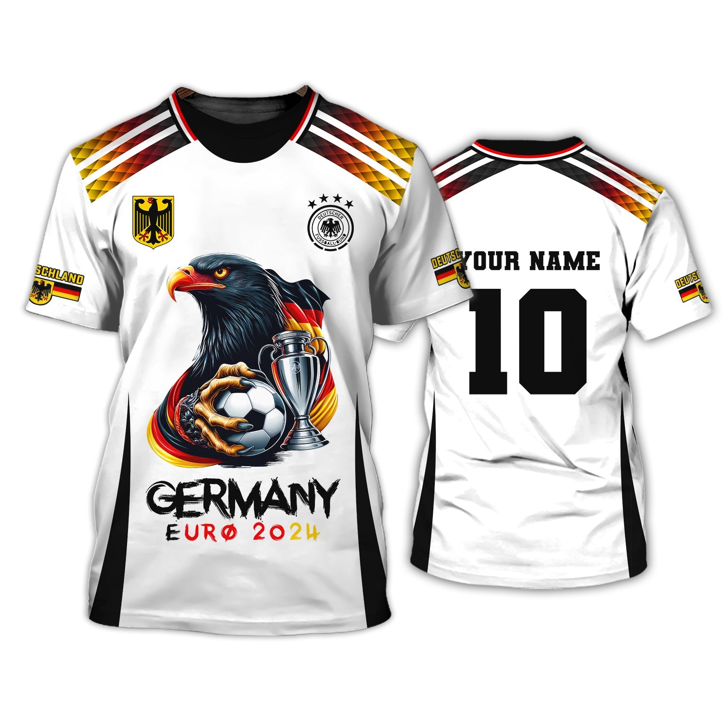 Unisex Shirt, Custom Name and Number Germany Euro 2024 Football Shirt, Germany Football Polo Long Sleeve