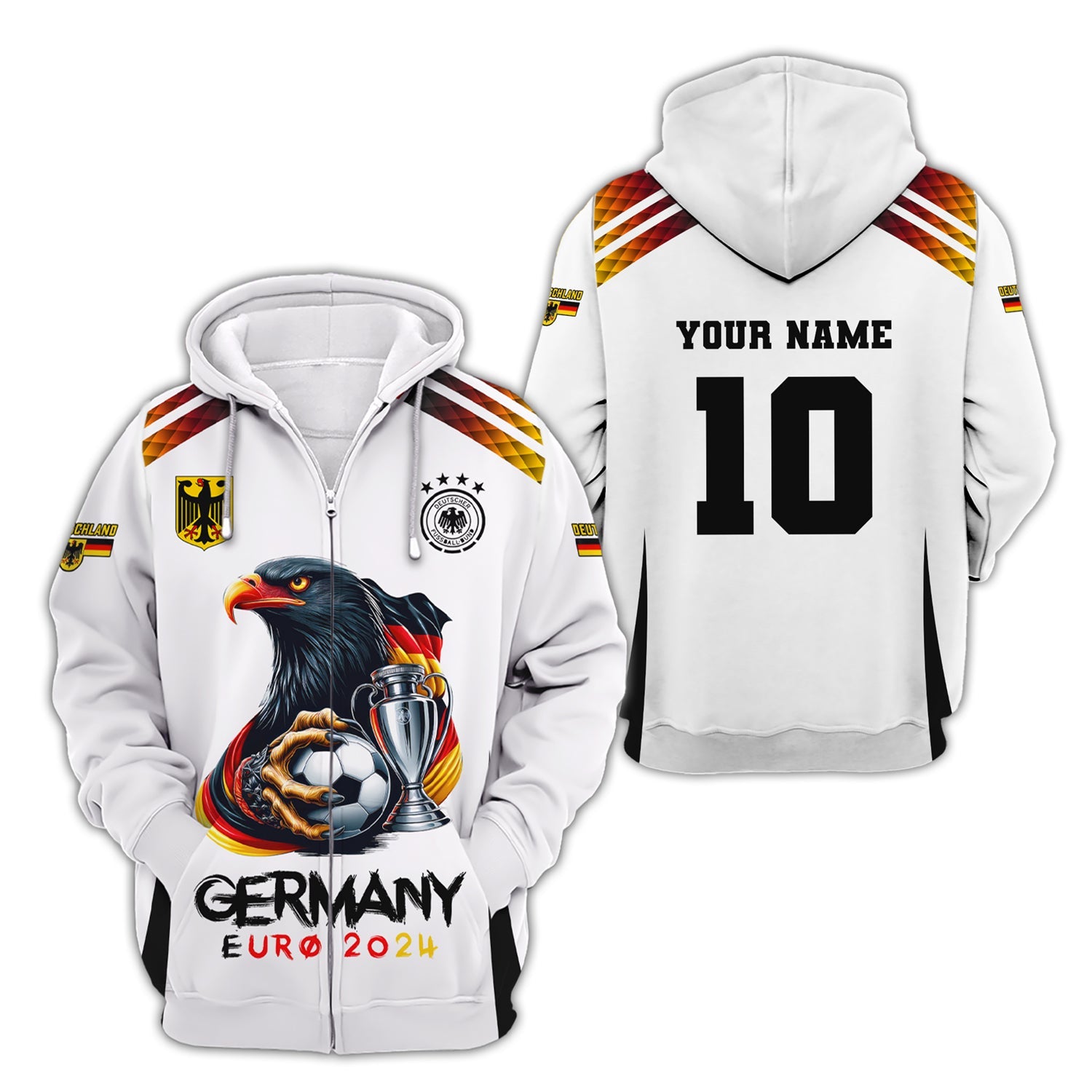 Unisex Shirt, Custom Name and Number Germany Euro 2024 Football Shirt, Germany Football Polo Long Sleeve