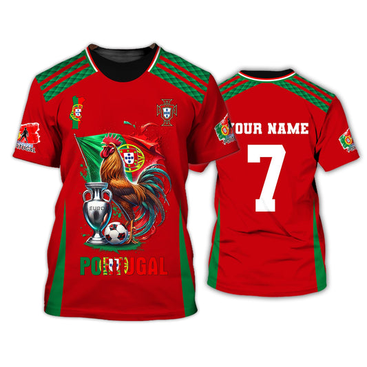 Unisex Shirt, Custom Name and Number Portugal Euro 2024 Football Shirt, Portugal Football Polo Long Sleeve Shirt