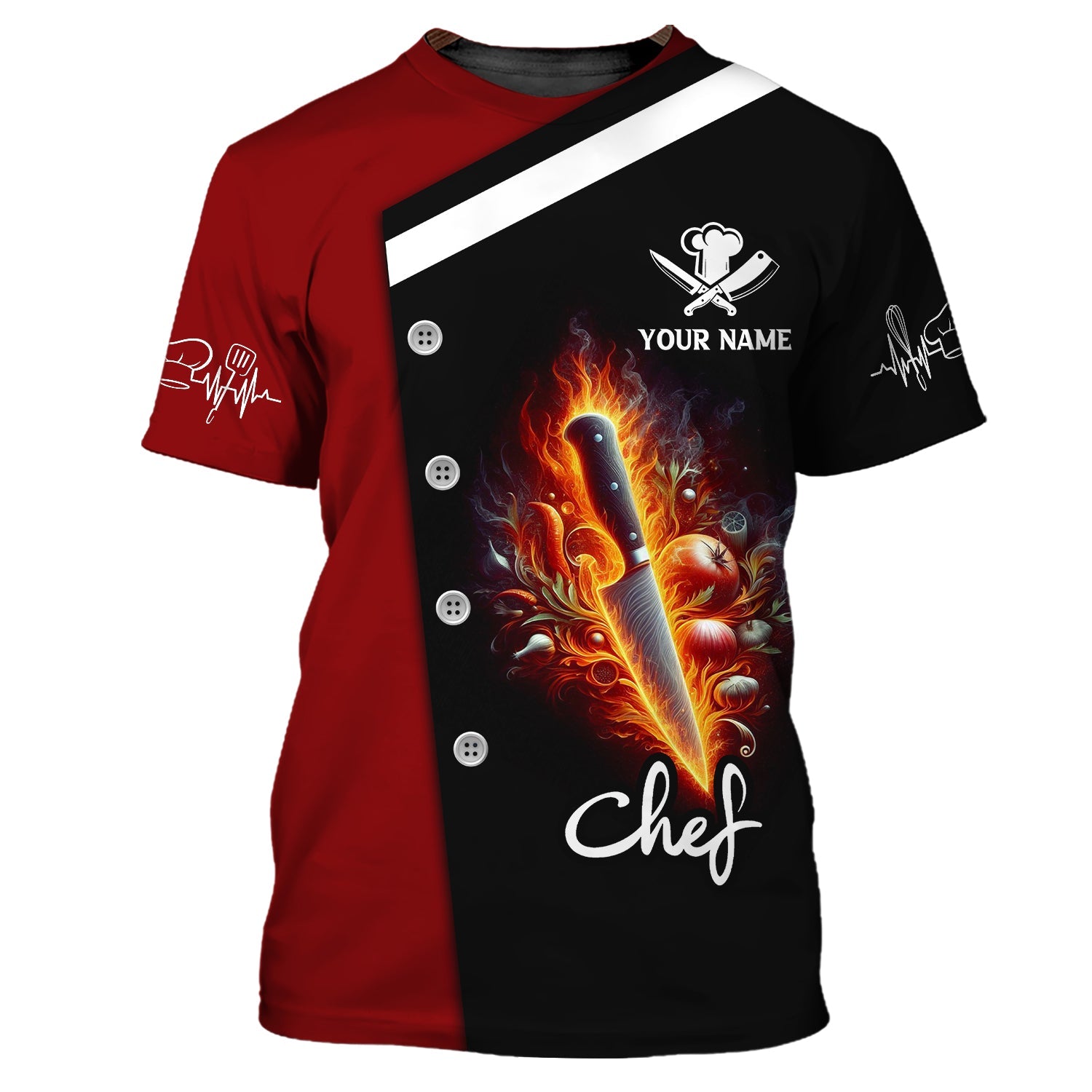 Unisex Shirt, Custom Name Chef Shirt, Chef Apparel, Chef Polo Long Sleeve, Cooking Love T-Shirt