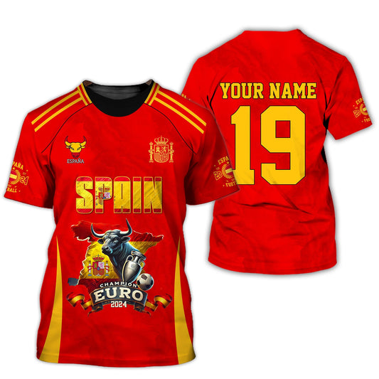 Unisex Shirt, Custom Name and Number Spain Football Polo Shirt, Euro 2024 Spain Football Hoodie Long Sleeve Shirt