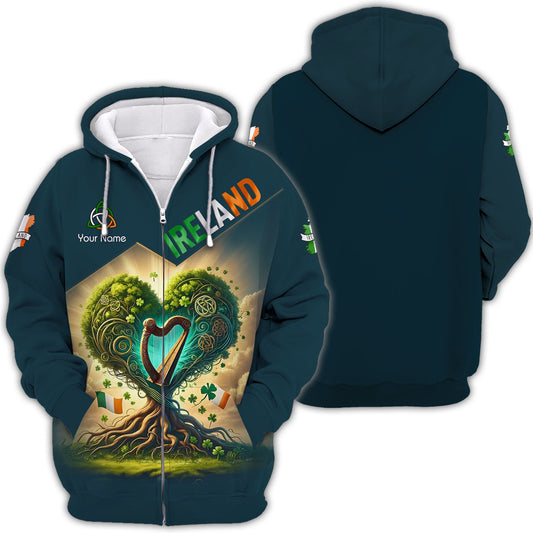 3D Full Print Ireland Shirt Personalized Name Gift For Ireland Lovers