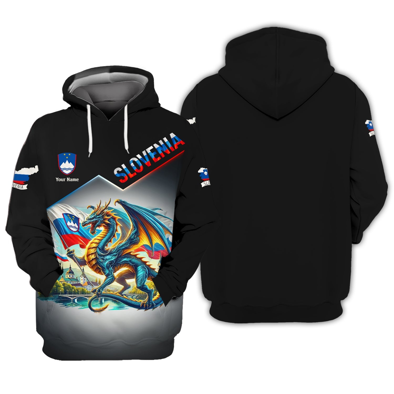 3D Full Print Dragon Slovenia Zippe Hoodie Personalized Name Gift For Slovenia Lovers