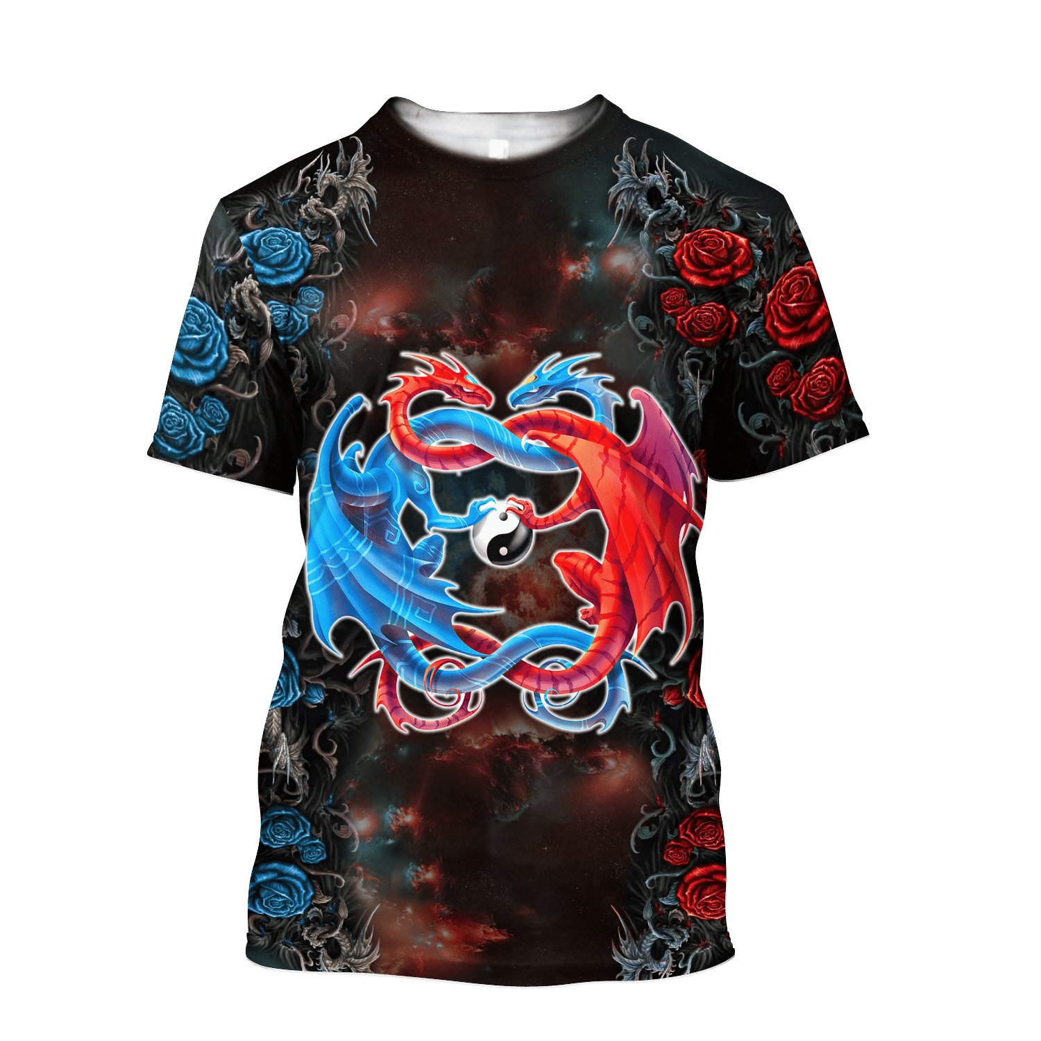 Dragon Couples Red And Blue 3D Over Printed Hoodie