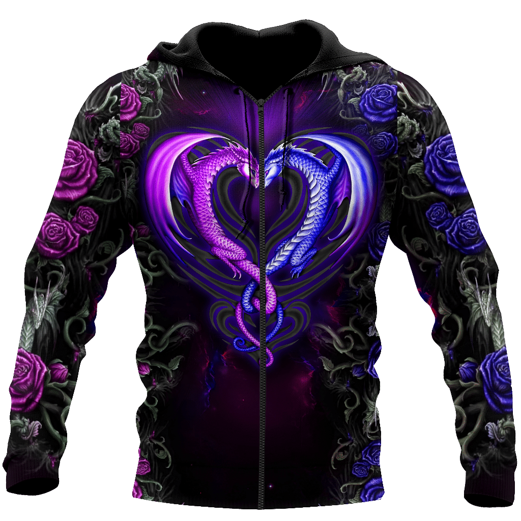 Dragon Couples 3D Over Printed Hoodie