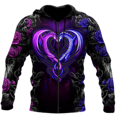 Dragon Couples 3D Over Printed Hoodie