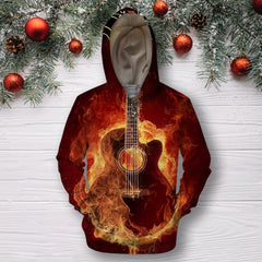 3D All Over Print Red Guitar Shirts