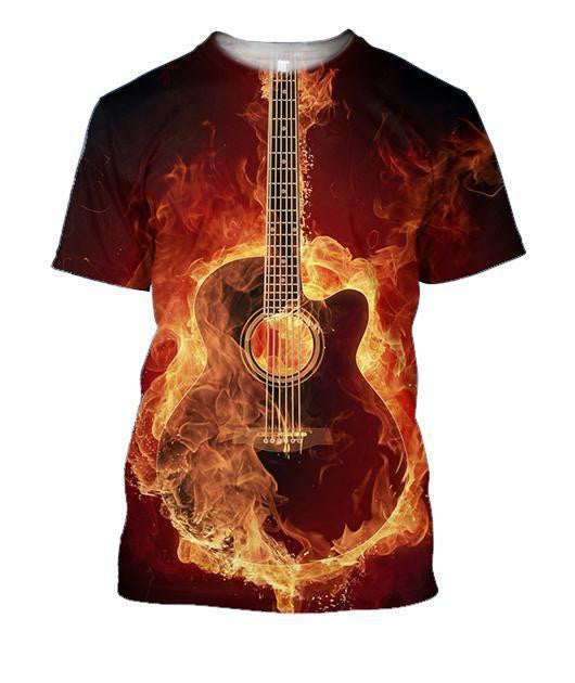 3D All Over Print Red Guitar Shirts