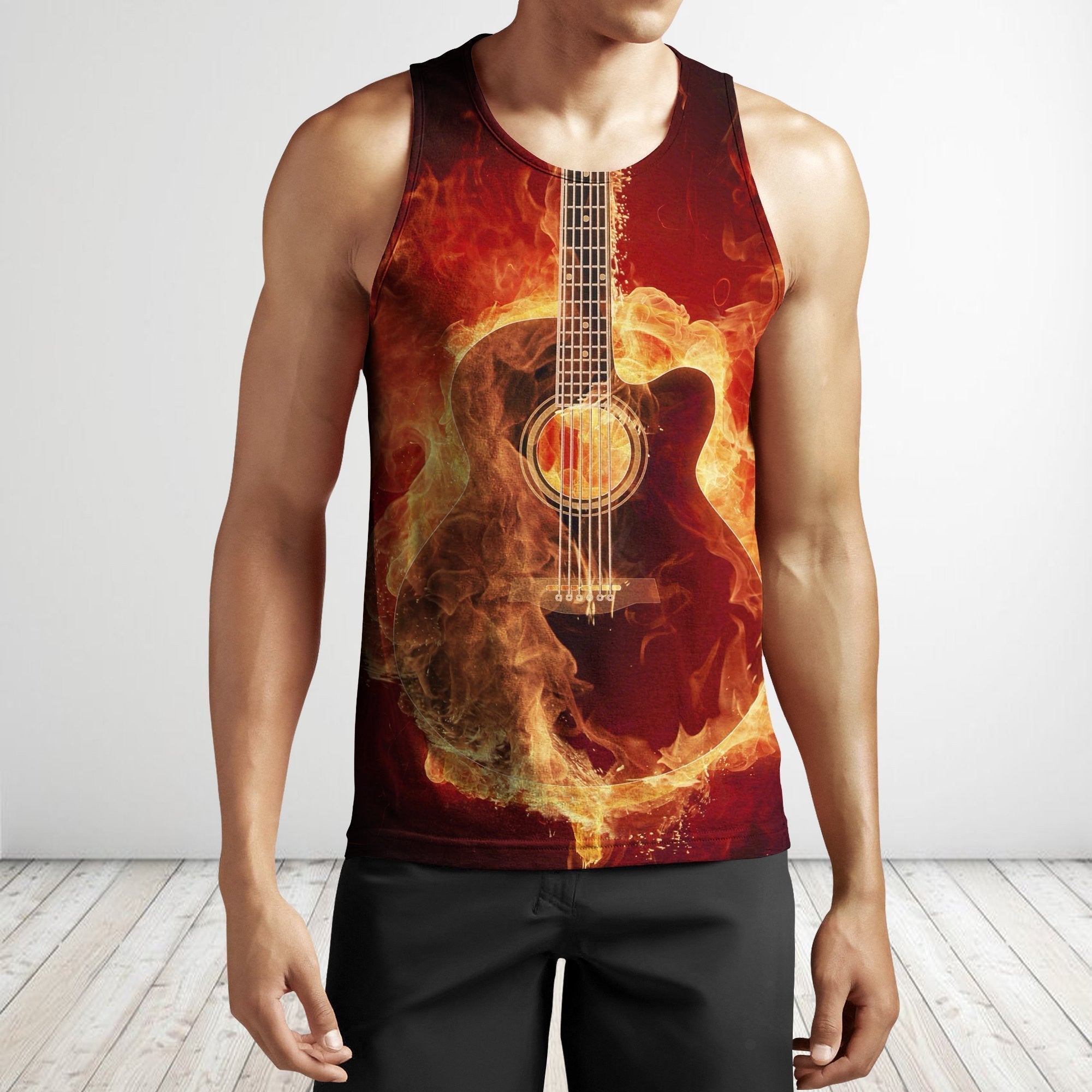 3D All Over Print Red Guitar Shirts