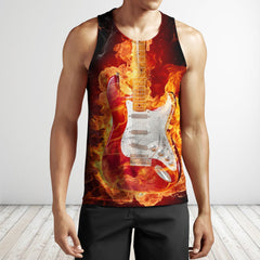 3D All Over Print Fire Guitar Shirts