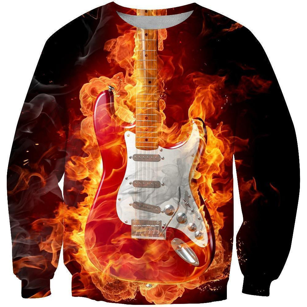 3D All Over Print Fire Guitar Shirts