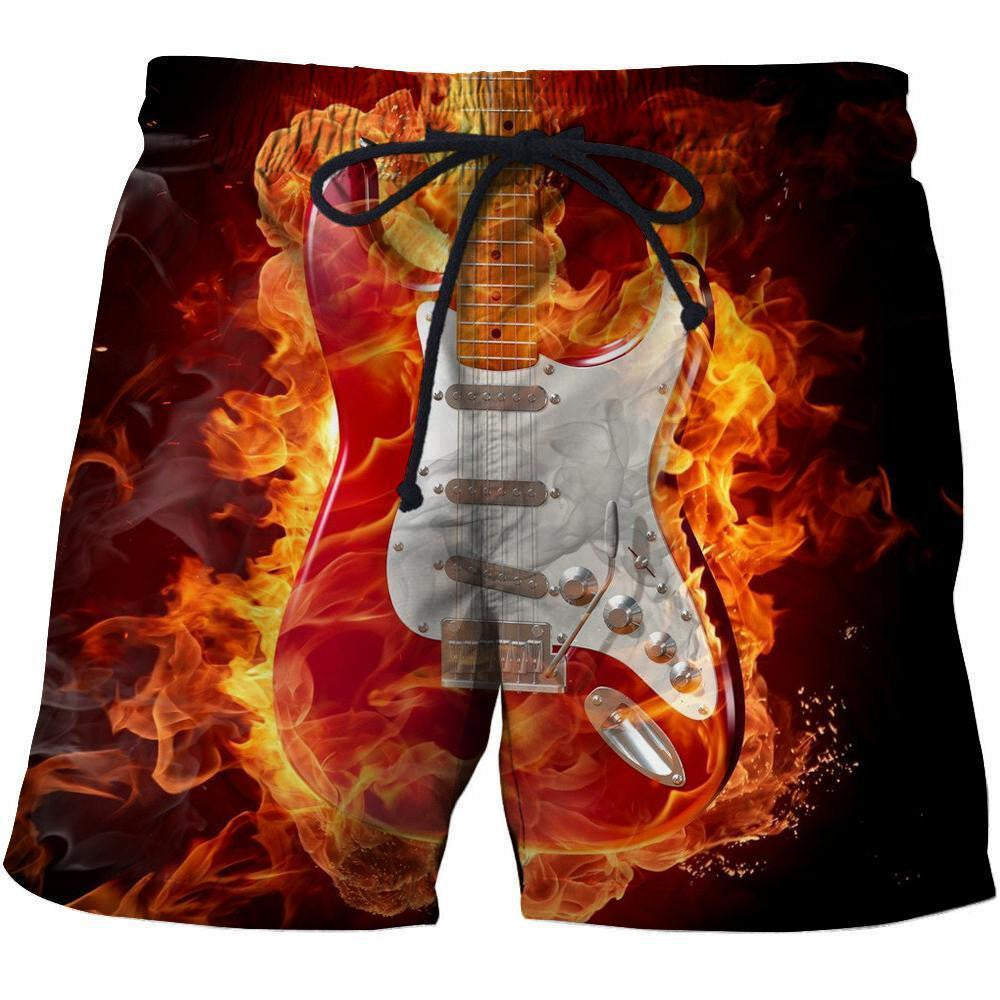 3D All Over Print Fire Guitar Shirts