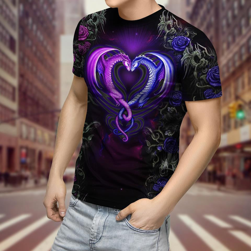 Dragon beautiful couples 3D over printed shirt - Amaze Style��??��?