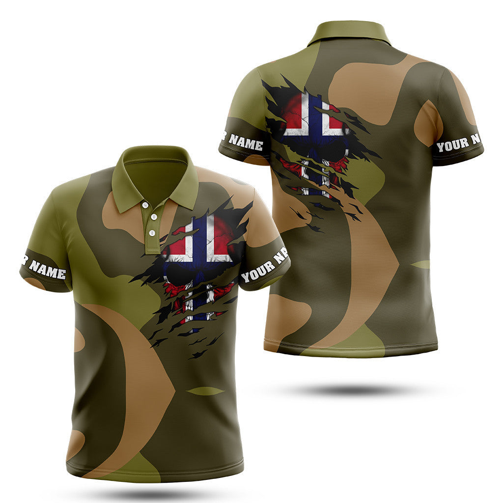 Hoodifize Unisex Shirts Custom Name Norway Camouflage Skull Army