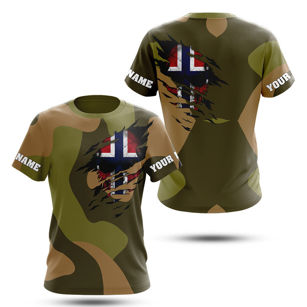 Hoodifize Unisex Shirts Custom Name Norway Camouflage Skull Army