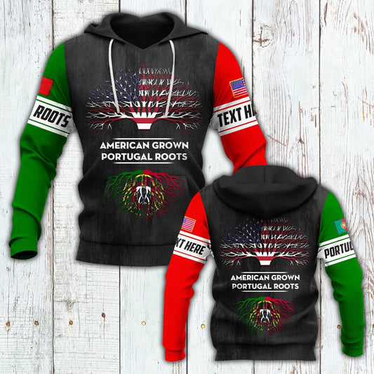 Customize American Grown Portugal Roots Unisex Adult Hoodies