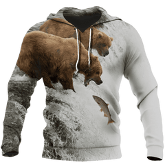 Bear hunts fish 3Der shirts for man and women JJ241203 PL