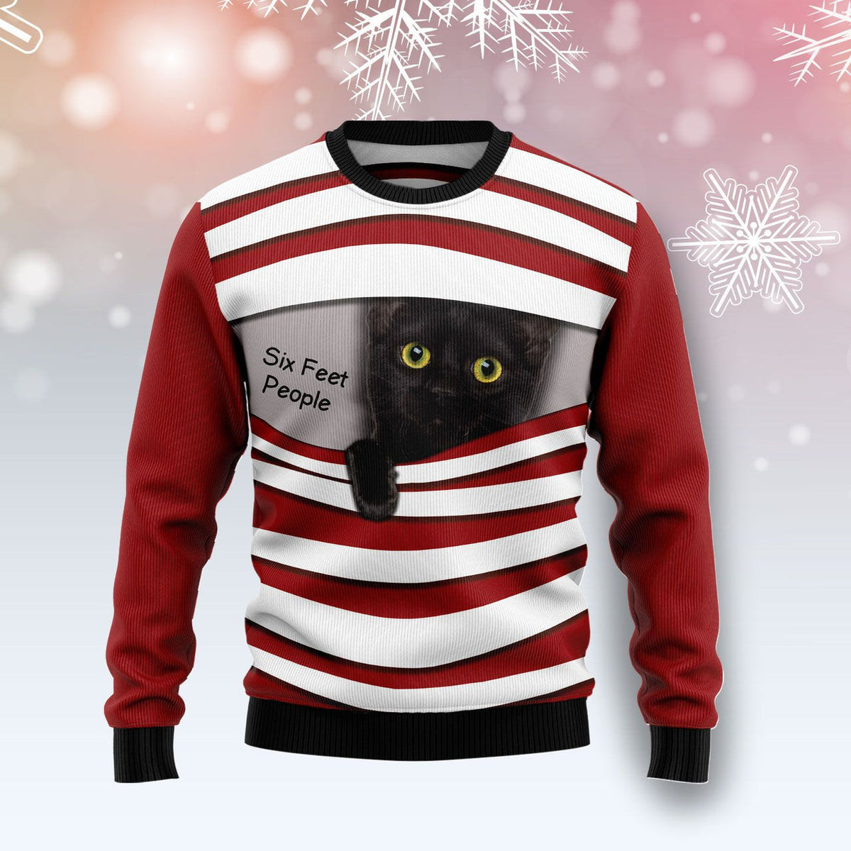 Black Cat Six Feet Ugly Christmas Sweater For Men & Women, Christmas shirt, Gift for cat lover