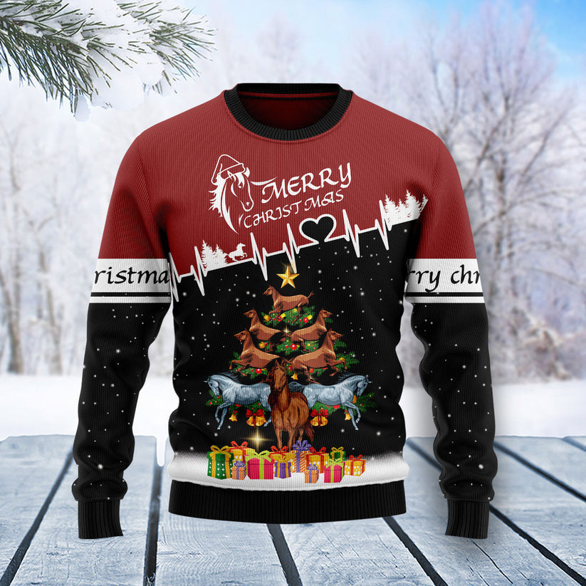 Horse Christmas Tree Ugly Christmas Sweater for men and women