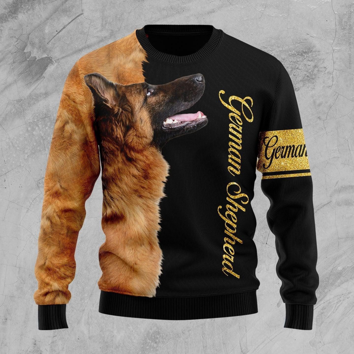 German Shepherd Half Cool Ugly Christmas Sweater For Men & Women