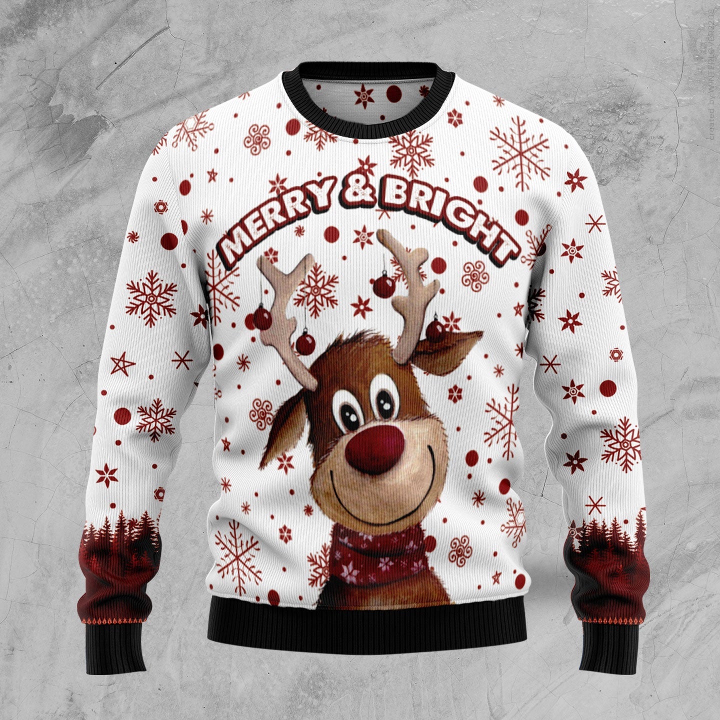 Reindeer Merry & Bright Ugly Christmas Sweater