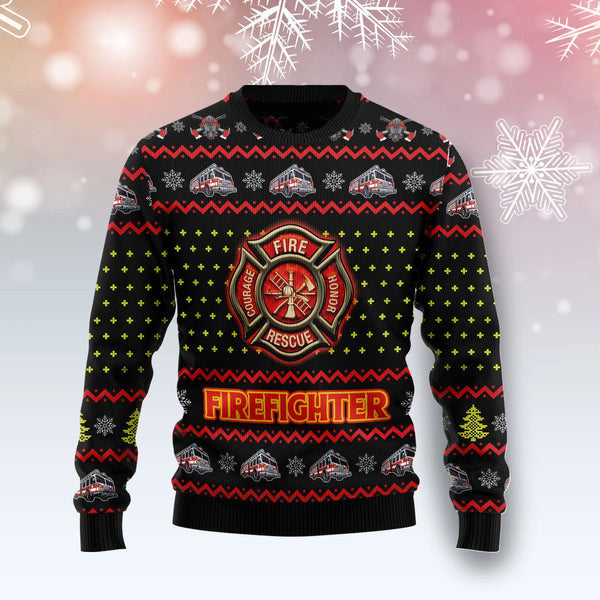 Firefighter Lover ugly Christmas Sweater, Firefighter 3D Printed Graphic Long Sleeve Sweatshirts