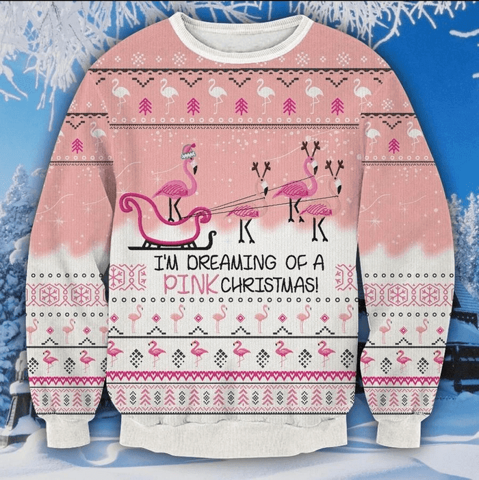 Flamingo Dream Ugly Christmas Sweater For Men & Women