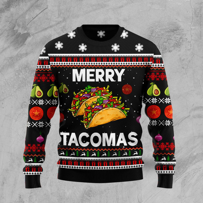 Merry Tacomas Funny Ugly Christmas Sweater For Men & Women Adult - Christmas Gifts