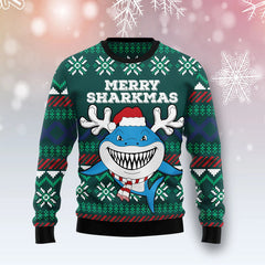 Merry Sharkmas Ugly Christmas Sweater For Men & Women