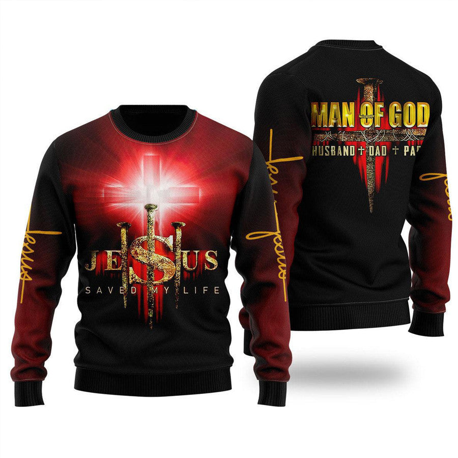 Jesus Man Of God Ugly Christmas Sweater for Dad, Papa, Christmas gift for Dad, Grandpa, husband