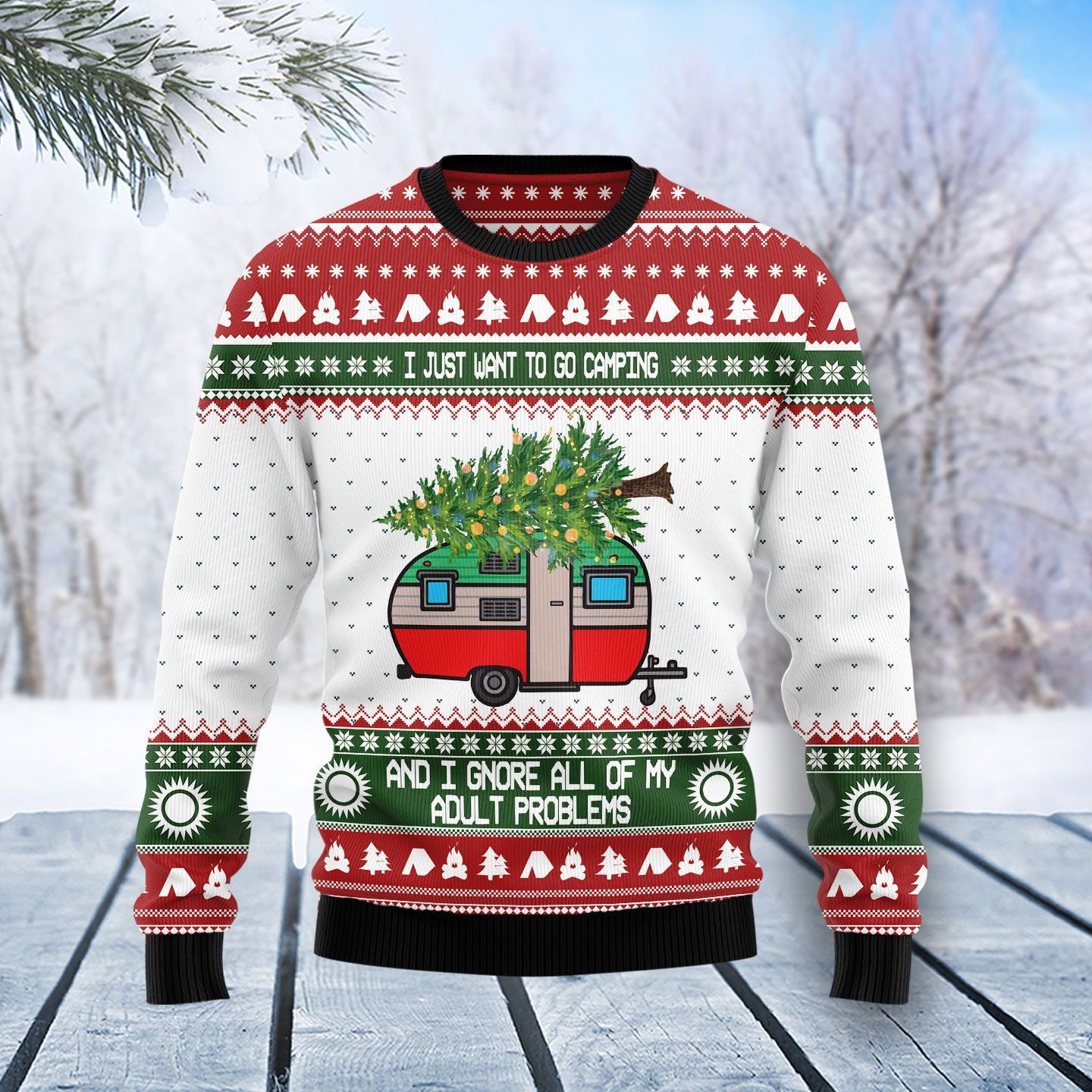 Camping Christmas Ugly Christmas Sweater For Men & Women Adult