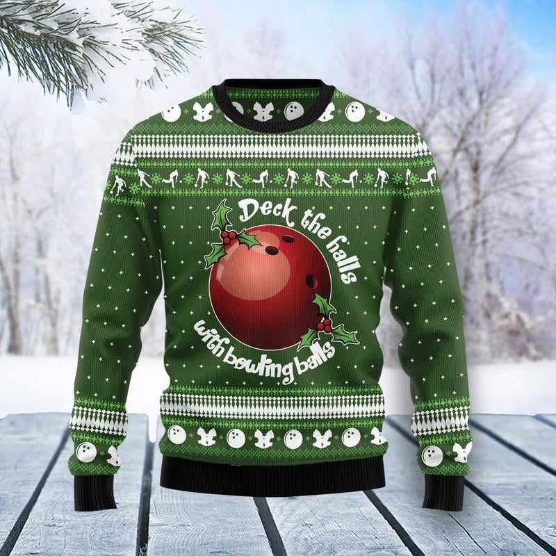 Bowling Lover Deck The Balls For Christmas Funny Ugly Christmas Sweater For Men & Women Adult