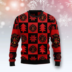 Firefighter Christmas Pattern ugly Christmas Sweater, Firefighter 3D Printed Graphic Long Sleeve Sweatshirts