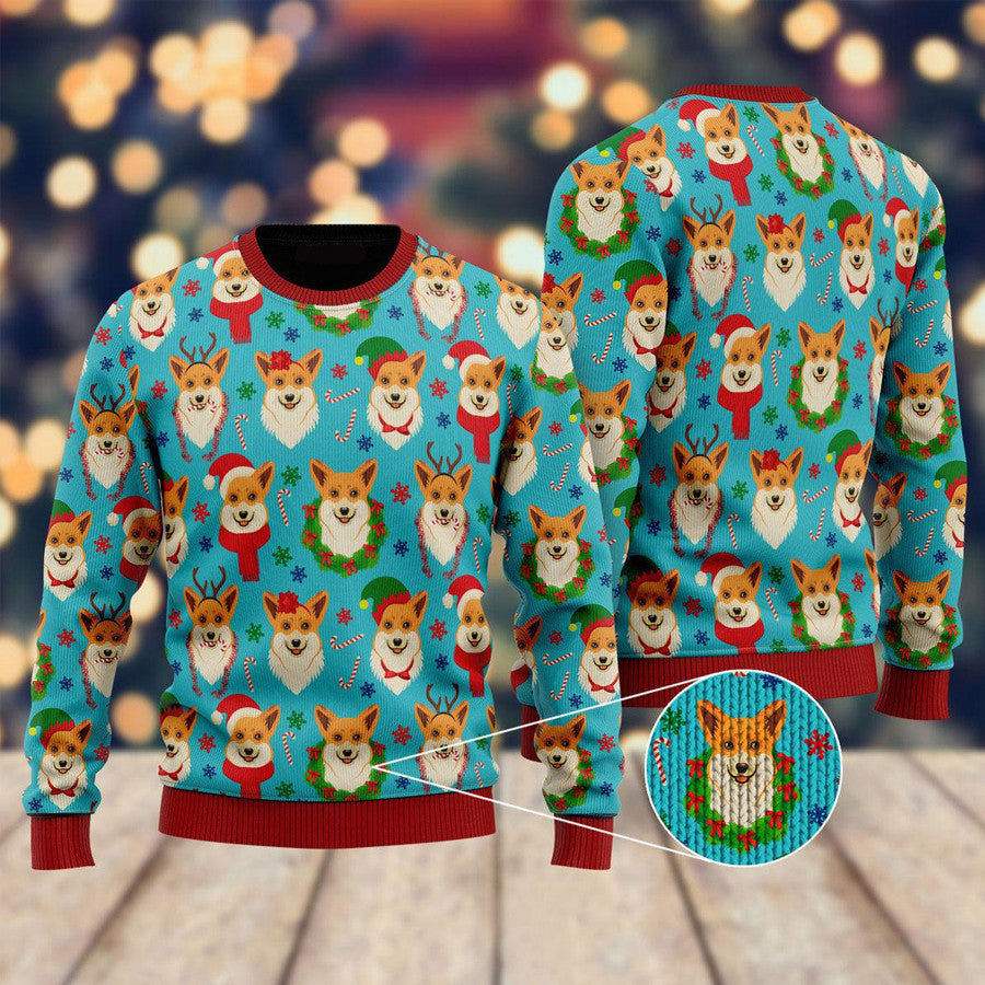 Corgi Snow Dog Christmas Ugly Christmas Sweater For Men & Women