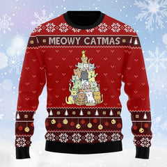 Cat Christmas Tree Ugly Sweater - Gift For Cat Lovers