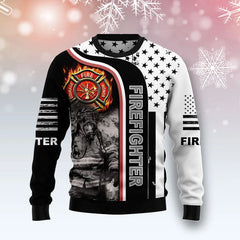 Firefighter Awesome ugly Christmas Sweater, Firefighter 3D Printed Graphic Long Sleeve Sweatshirts