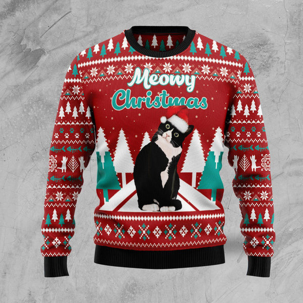 Black cat Meowy Christmas Ugly Christmas Sweater For Men, women, Adult