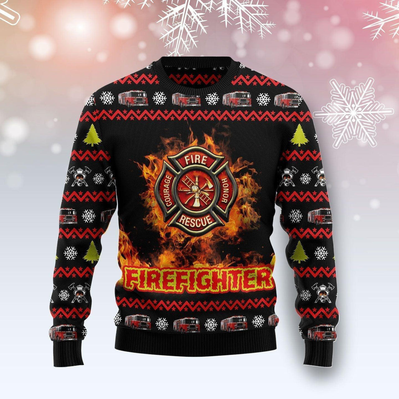 Awesome Firefighter Ugly Christmas Sweater For Men & Women