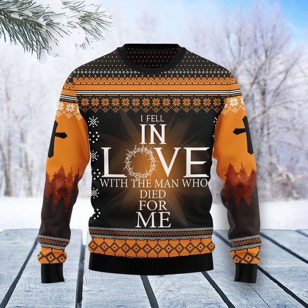 Christian Christmas Ugly Christmas Sweater, I feel in love with the man who died for me