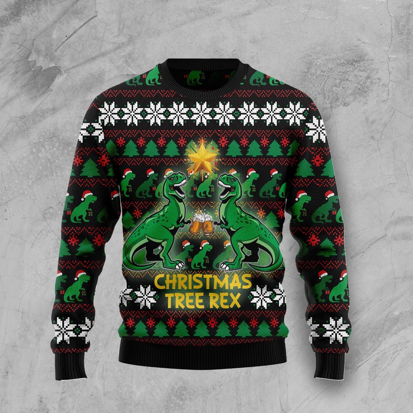 Christmas Tree Rex Ugly Christmas Sweater For Women & Men, Adult