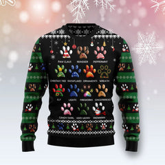 Dog Pawprint Ugly Christmas Sweater, Dog 3D Printed Graphic Long Sleeve Sweatshirts