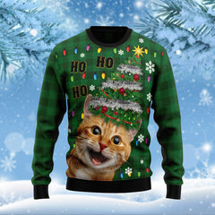 Cat Ho Ho Ho Christmas Funny Ugly Christmas Sweater For Men & Women Adult