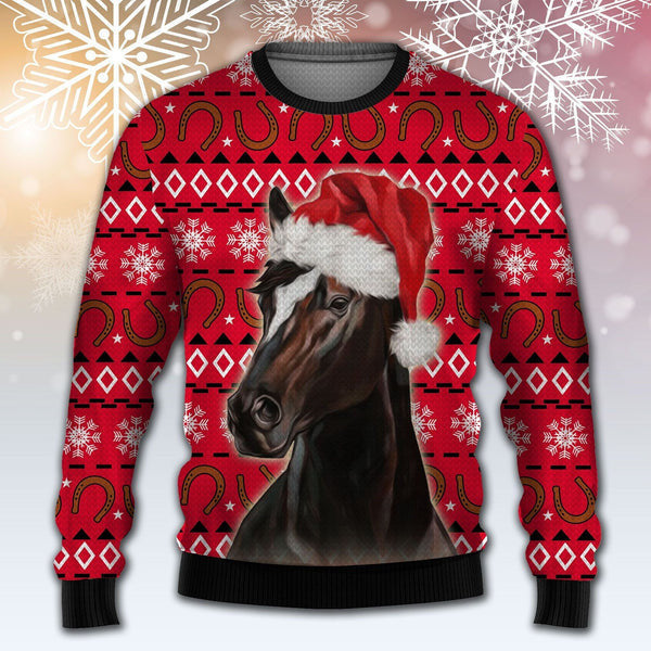 Horse Christmas Hat Funny Christmas Ugly Christmas Sweater, Gift For Horse lover