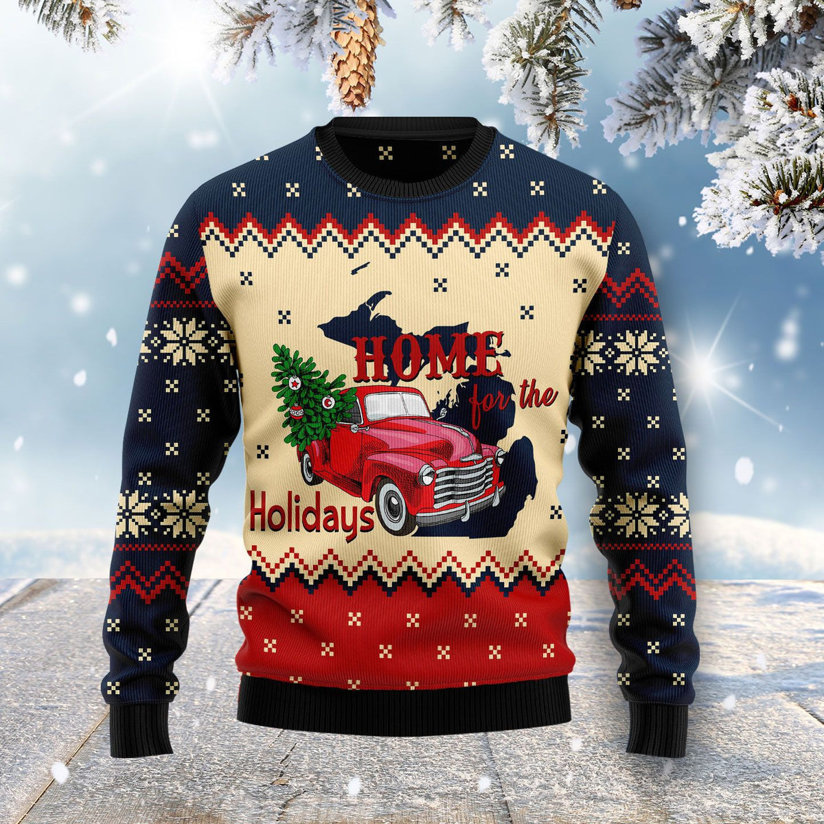 Home For The Holidays Michigan Ugly Christmas Sweater For Men & Women