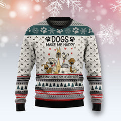 Dogs Make Me Happy Ugly Christmas Sweater For Men & Women, Dog Christmas sweater, Christmas gift for Dog lover